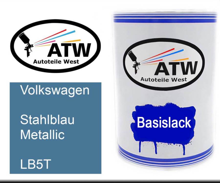 Volkswagen, Stahlblau Metallic, LB5T: 500ml Lackdose, von ATW Autoteile West.